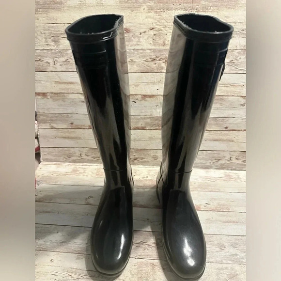 Hunter Original Gloss Tall Rain Boots Women’s Size 6 Black Galoshes - Picture 9 of 10